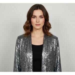 Marina Rinaldi Stunning Women Silver Sequen Glitter Blazer Jacket Top Formal 3XL